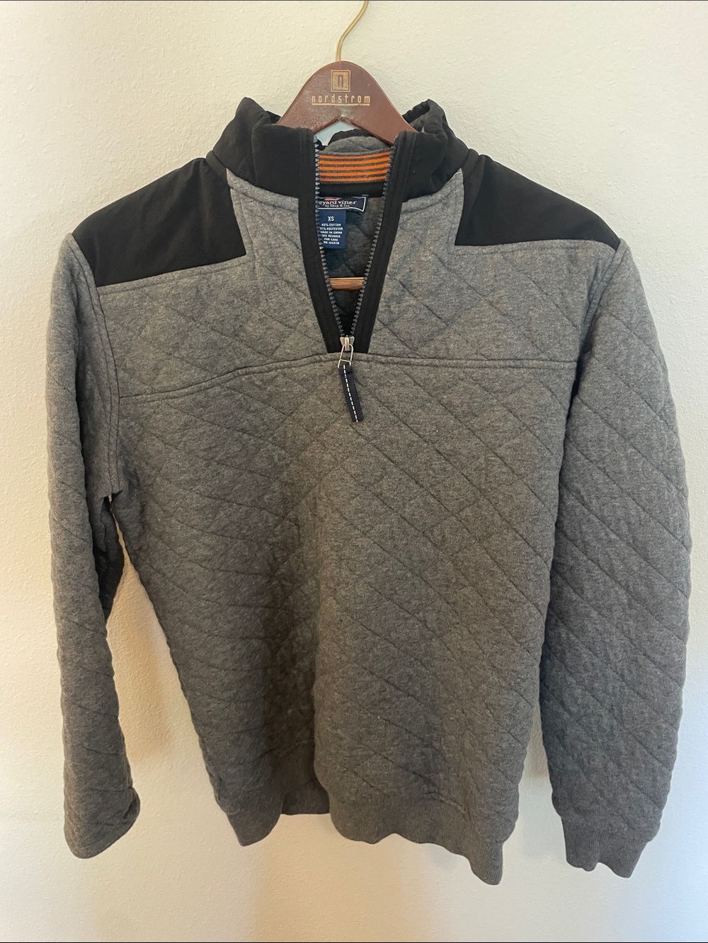 Vineyard Vines Quilted Half-Zip Sweater - Gray with Black Accents